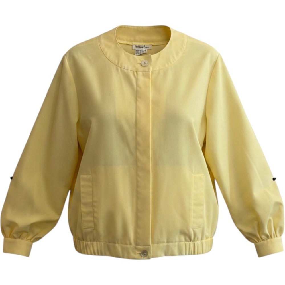 William Royce Windbreaker Women 12 Yellow Vintage ILGWU USA Bomber Jacket Retro